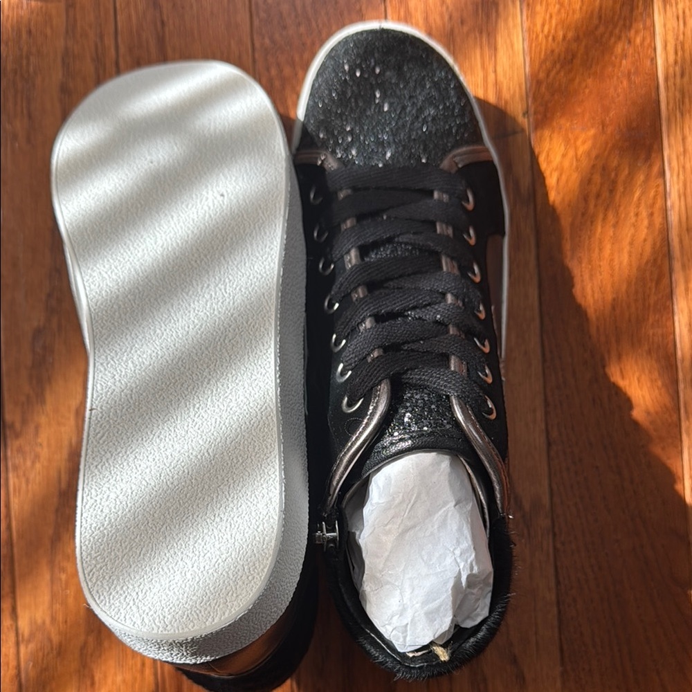 Black Glitter High-Top Sneakers